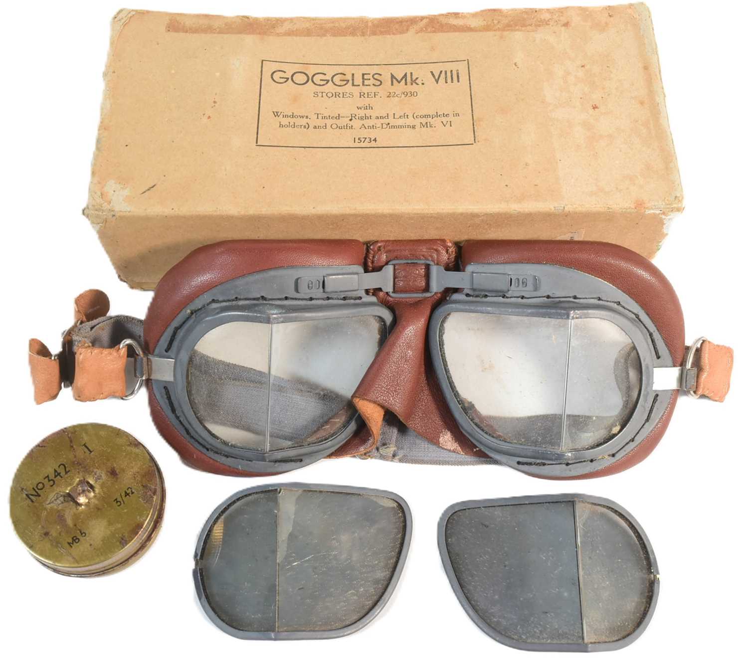 Lot 214 - PAIR OF WWII SECOND WORLD WAR RAF MK III FLYING GOGGLES
