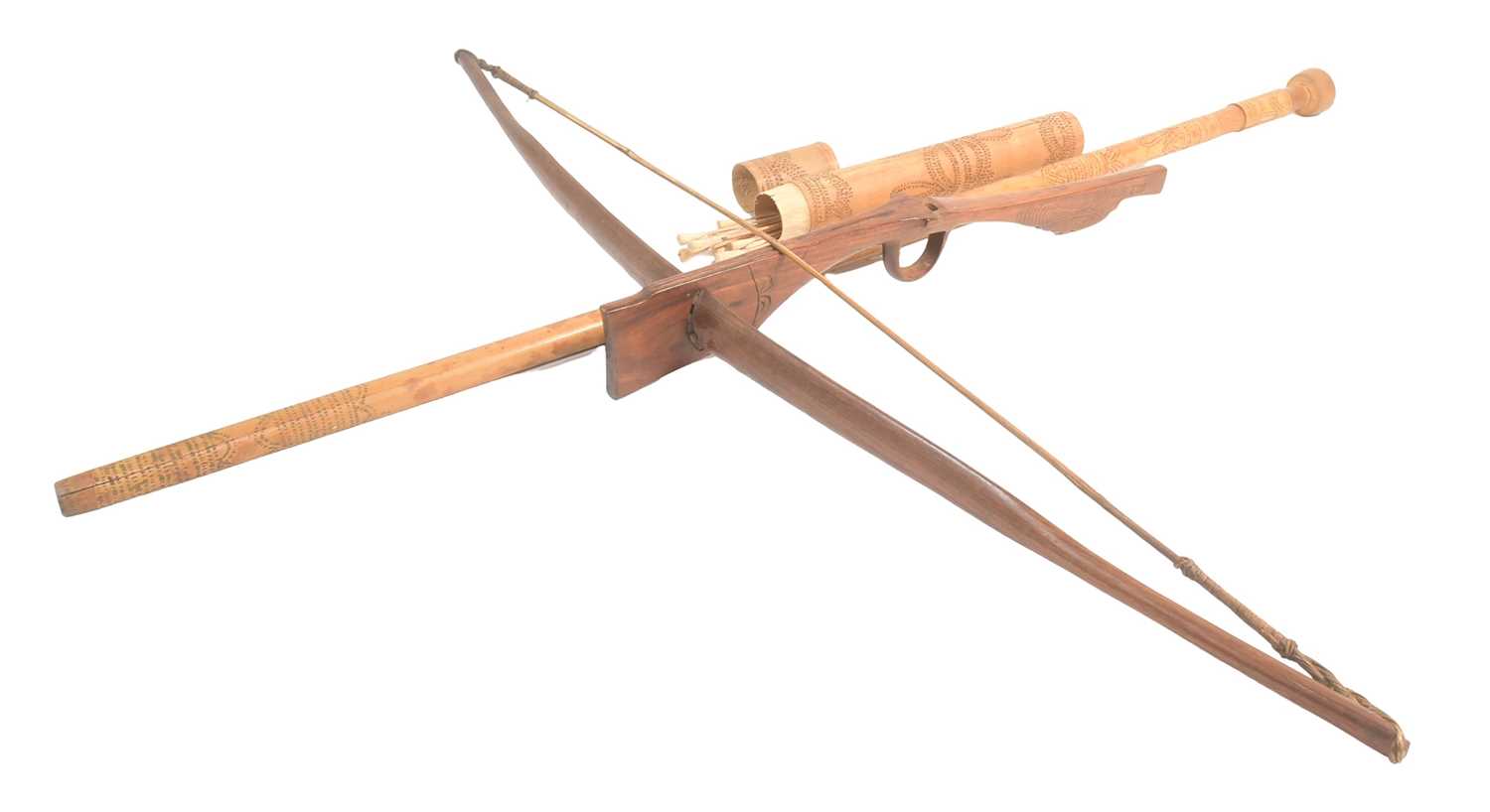 Lot 177 - MALAYAN BLOW PIPE & QUIVER & VIET CONG CROSSBOW