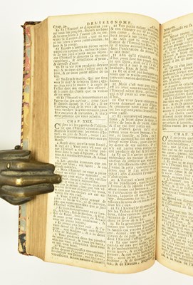 Lot 270 - BINDINGS. 1710 LA SAINTE BIBLE IN FULL STRAIGHT GRAIN RED MOROCCO WITH GILT DECORATION