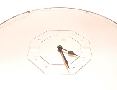 Lot 775 - 20TH CENTURY ART DECO MANNER ROSE GLASS MIRROR CLOCK