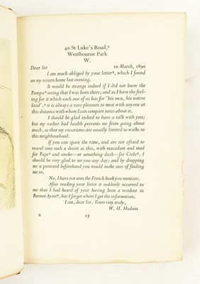 Lot 295 - PRIVATE PRESS. 1941 W. H. HUDSON'S LETTERS PUBL. GOLDEN COCKEREL PRESS