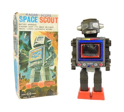 Lot 455 - TINPLATE TOYS - VINTAGE HORIKAWA SPACE SCOUT ROBOT