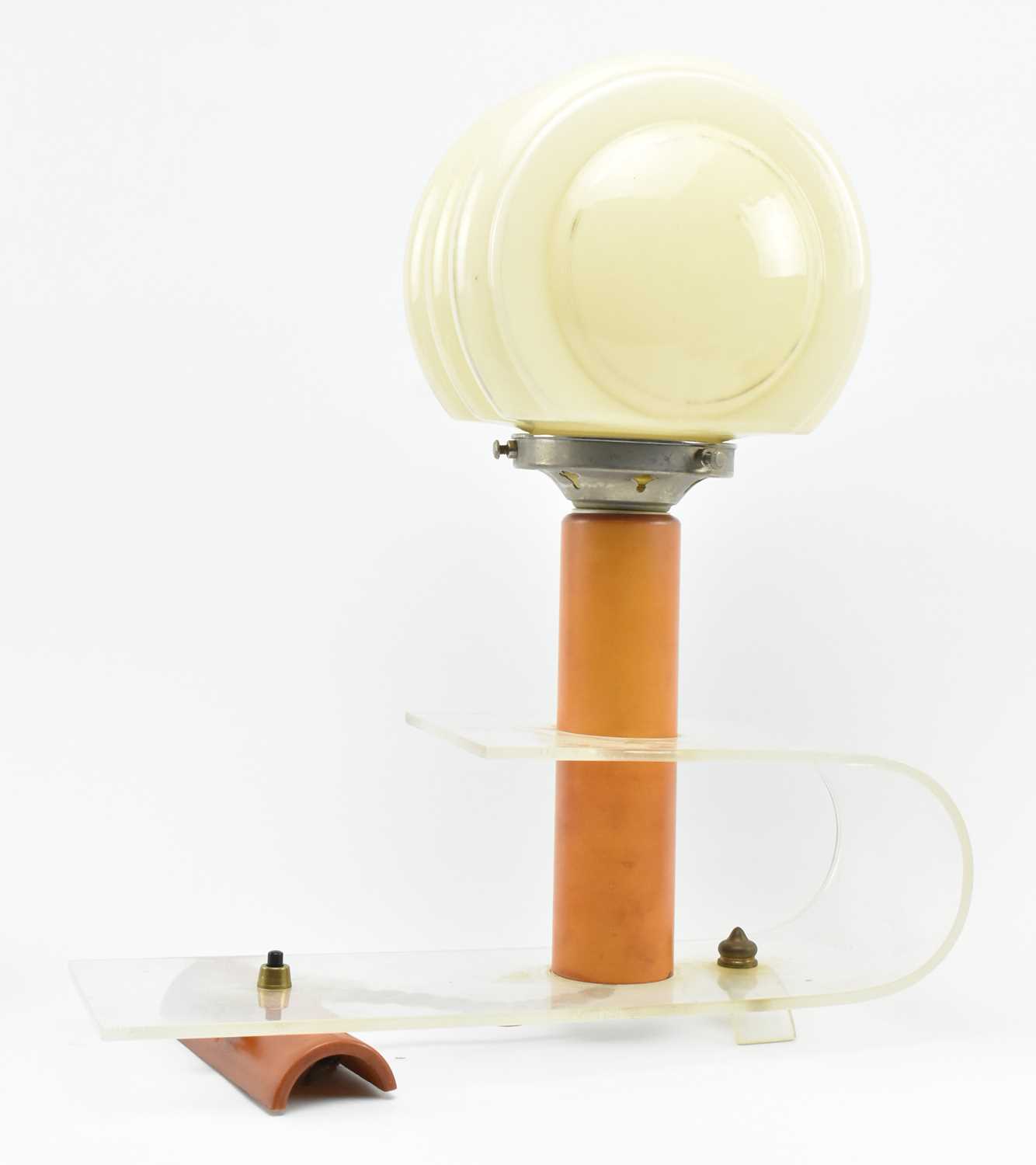 Lot 32 - ART DECO CIRCA 1930S GLASS & PERSPEX DESK TABLE LAMP