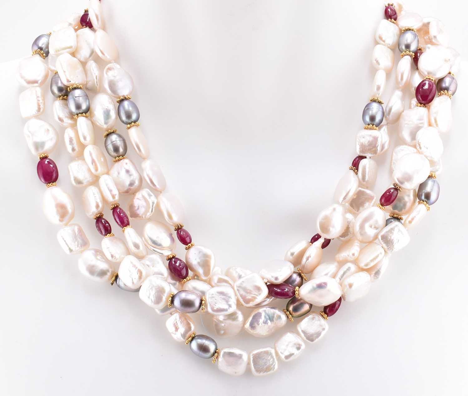 Lot 398 - JADED JEWELS NYC - MULTISTRAND PEARL NECKLACE