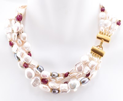Lot 398 - JADED JEWELS NYC - MULTISTRAND PEARL NECKLACE