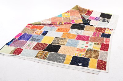 Lot 209 - LARGE INDIAN VINTAGE 20TH CENTURY HAND MADE PATCHWORK QUILT