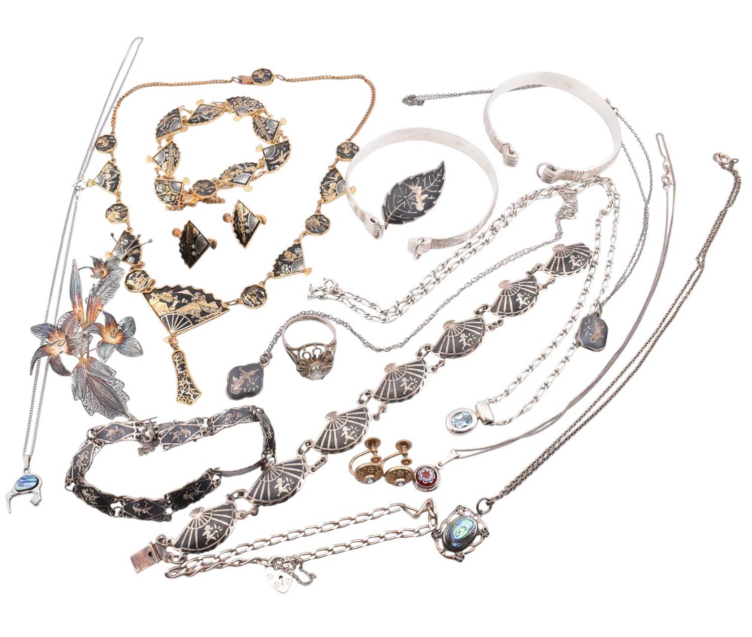 Lot 306 - COLLECTION OF SILVER & COSTUME JEWELLERY