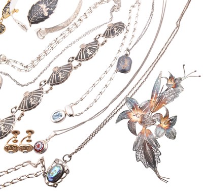 Lot 306 - COLLECTION OF SILVER & COSTUME JEWELLERY