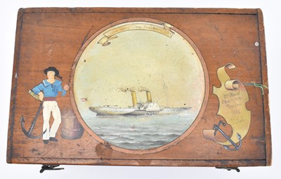 Lot 62 - EARLY 20TH CENTURY AMERICAN HAND PAINTED BOX WITH NEW PROVIDENCE SLOOP