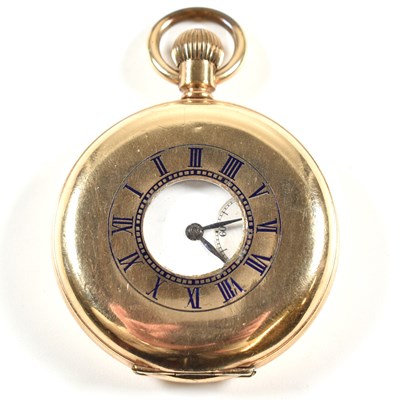 Lot 270 - GOLD PLATED HALF HUNTER POCKET WATCH