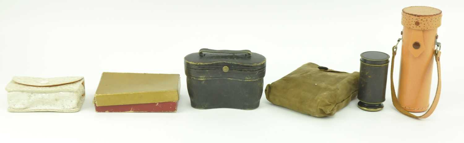 Lot 17 - VINTAGE CAMERAS & BINCULARS. COLLECTION OF SIX MID CENTURY CAMERAS / BINOCULARS / EYEPIECES