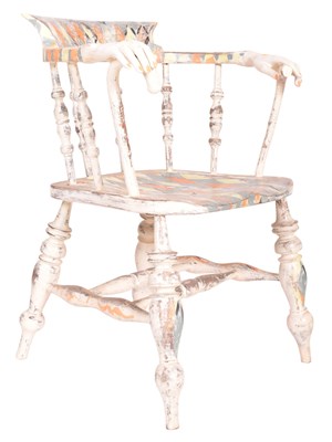 Lot 184 - EARLY 20TH CENTURY UPCYCLED SMOKERS BOW ARMCHAIR
