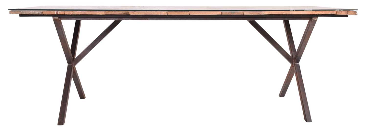 Lot 645 - BESPOKE-MADE RUSTIC OFFICE DESK / DINING TABLE