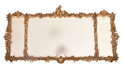 Lot 504 - FRENCH LOUIS XVI 19TH CENTURY GILTWOOD TRIPTYCH WALL MIRROR