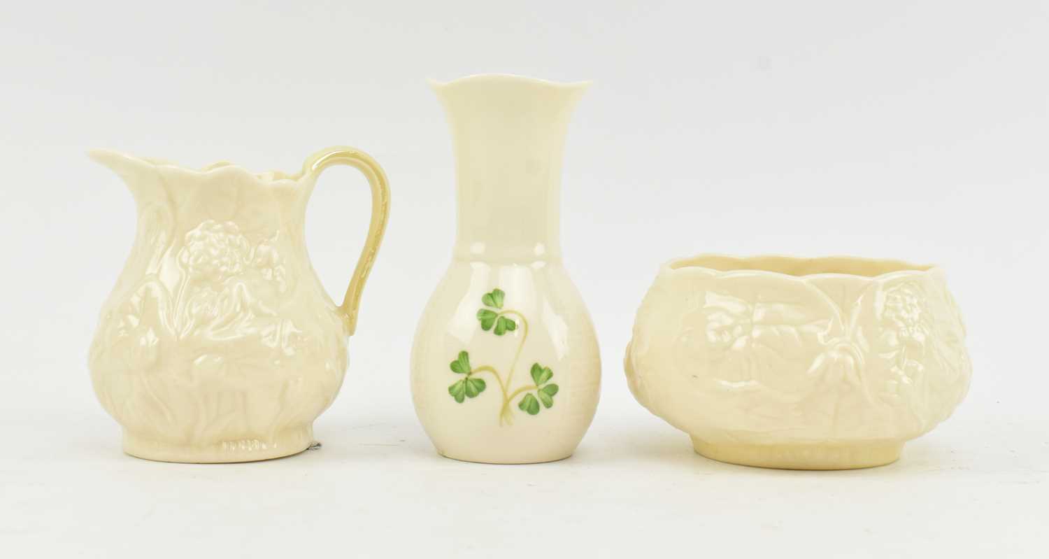 Lot 69 - BELLEEK - THREE PIECES OF VINTAGE CHINA CERAMICS