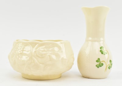 Lot 69 - BELLEEK - THREE PIECES OF VINTAGE CHINA CERAMICS