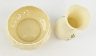 Lot 69 - BELLEEK - THREE PIECES OF VINTAGE CHINA CERAMICS