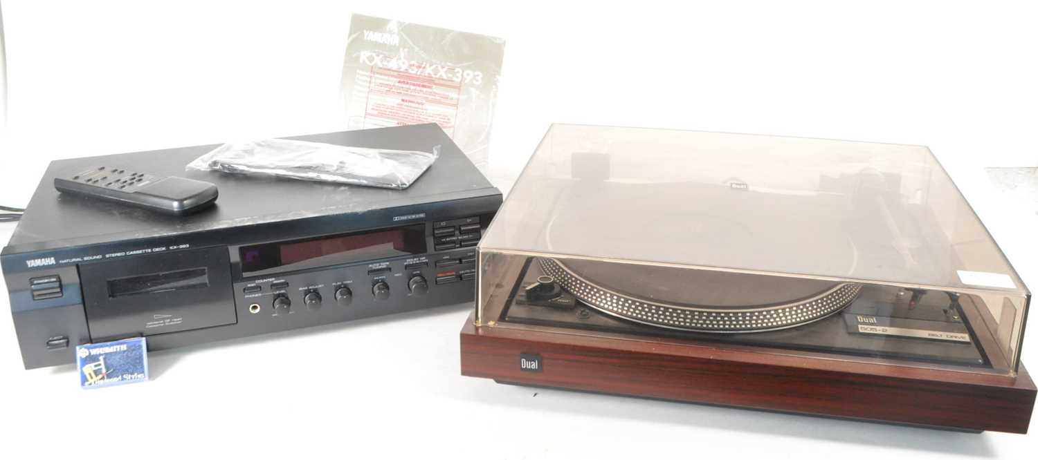 Lot 407 - SELECTION OF HI FI - DUAL RECORD PLAYER & YAMAHA CASSETTE DECK