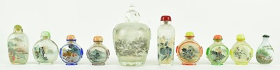 Lot 189 - COLLECTION OF TEN GLASS SNUFF BOTTLES 琉璃鼻烟壶一组十个