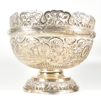 Lot 2 - EARLY 20TH CENTURY INDIAN SILVER LARGE FOOTED CENTREPIECE BOWL