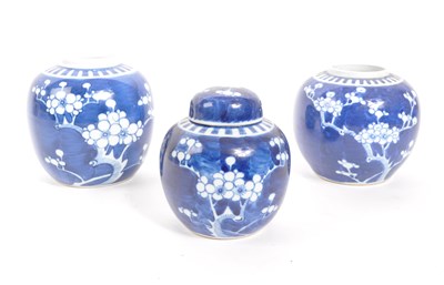 Lot 97 - COLLECTION OF THREE CHINESE PRUNUS GINGER JARS