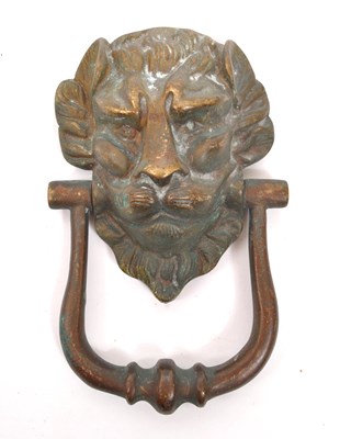 Lot 276 - 19TH CENTURY ' LION MASK ' BRONZE DOOR KNOCKER