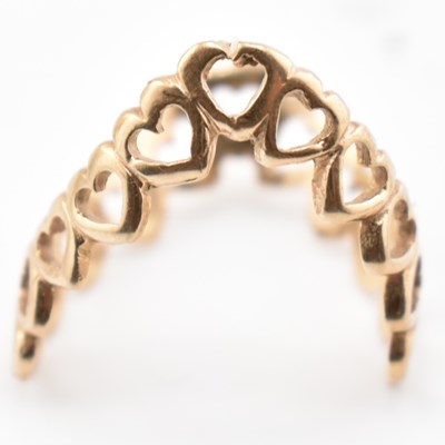 Lot 180 - HALLMARKED 9CT GOLD HEART VANKI RING & 9CT GOLD & WHITE STONE ETERNITY RING