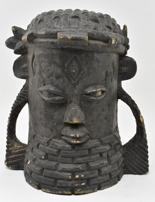 Lot 112 - AFRICAN NIGERIAN TRIBAL BENIN WOODEN CARVED HEAD OF AN OBA (KING)