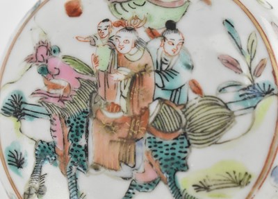 Lot 142 - TWO QING DYNASTY CERAMIC FAMILLE ROSE SEAL BOXES 清 粉彩印泥盒两个