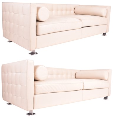 Lot 355 - VALDICHIENTI - MATCHING PAIR OF 80S WHITE LEATHER SOFAS