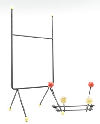 Lot 489 - MID CENTURY ATOMIC NEWSPAPER STAND AND COAT HOOK RACK