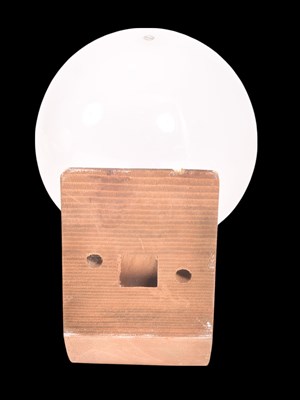 Lot 421 - iGUZZINI - PAIR OF VINTAGE OPALINE GLASS & WOOD WALL LIGHTS