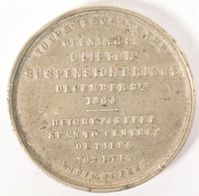 Lot 375 - BRISTOL SUSPENSION BRIDGE COMMEMORATIVE MEDALLION 1864