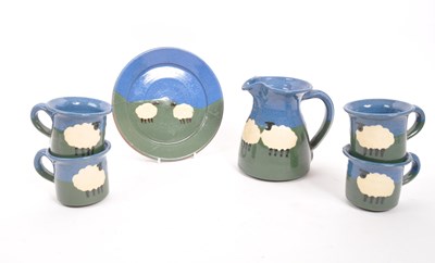 Lot 107 - 20TH CENTURY CERAMIC STUDIO POTTERY JUG AND CUPS