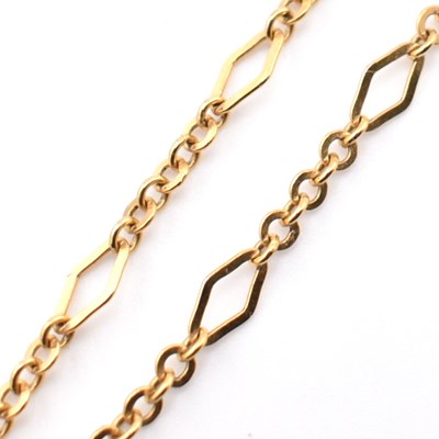 Lot 214 - HALLMARKED 9CT GOLD FANCY LINK CHAIN NECKLACE