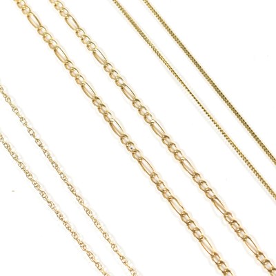 Lot 196 - THREE 9CT GOLD CHAIN NECKLACES