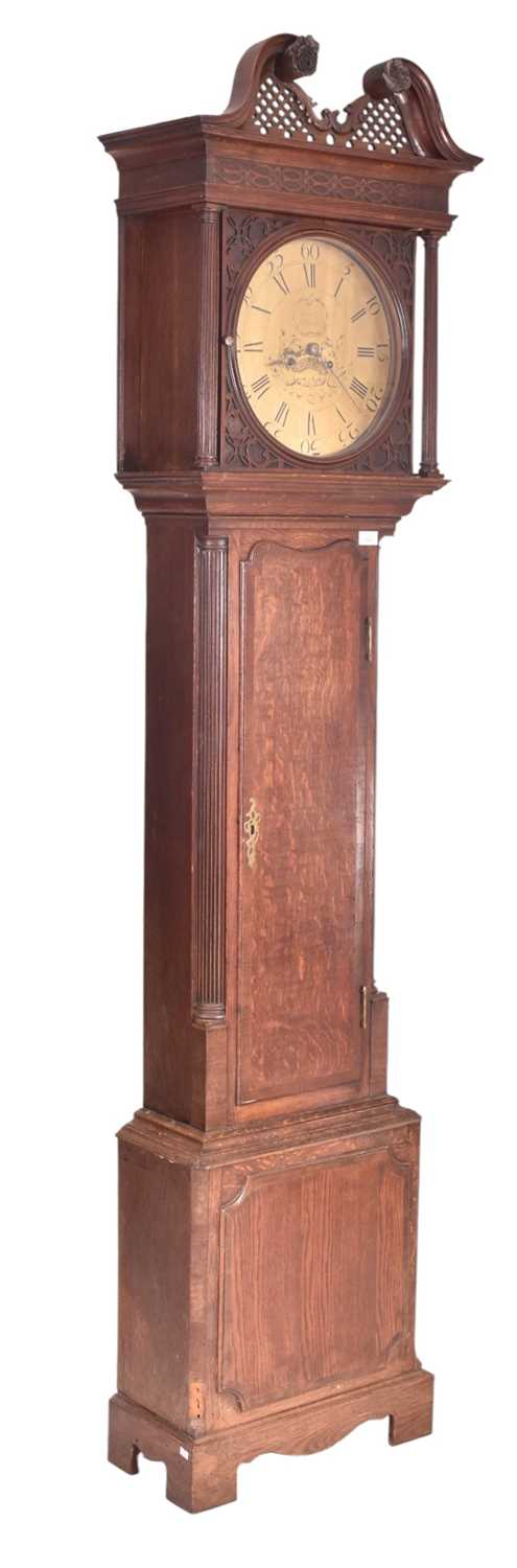 Lot 492 - 19TH CENTURY GEORGE III OAK-CASED GRANDFATHER CLOCK BY SKERRATT ASTBURY