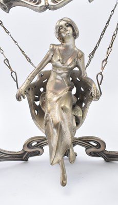 Lot 56 - ART NOUVEAU EARLY 20TH CENTURY SILVERED METAL SWING MIRROR, STAMPED ERTE