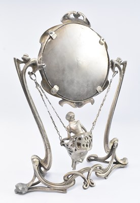 Lot 56 - ART NOUVEAU EARLY 20TH CENTURY SILVERED METAL SWING MIRROR, STAMPED ERTE