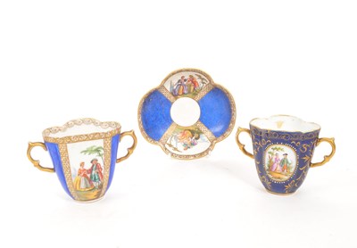 Lot 109 - DRESDEN TEACUP AND ANOTHER TEACUP & SAUCER SIGNED AR