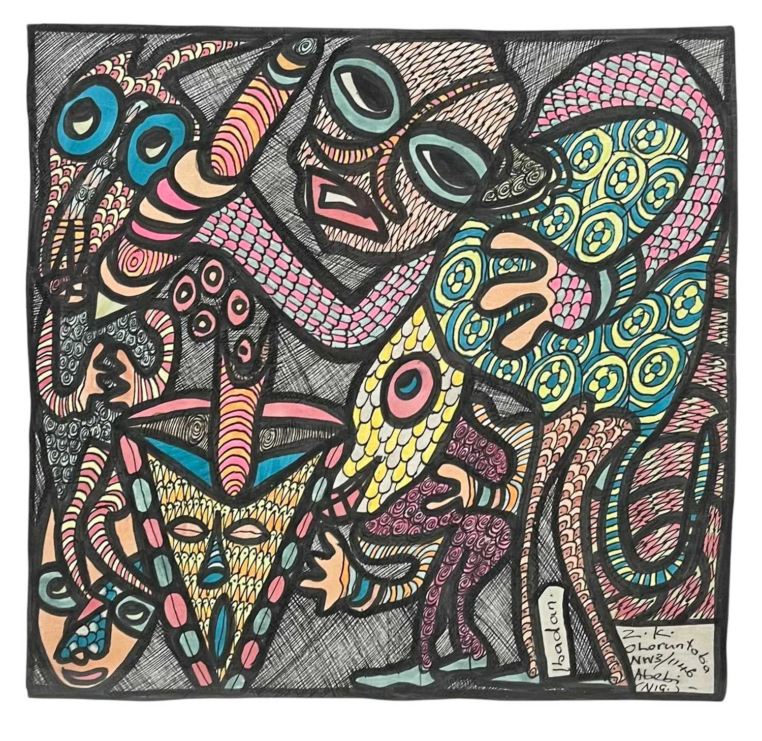 Lot 6 - CHIEF ZACHEUS OLOWUMBI OLORUNTOBA - IBADAN - INK ON FABRIC
