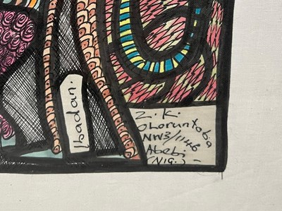 Lot 6 - CHIEF ZACHEUS OLOWUMBI OLORUNTOBA - IBADAN - INK ON FABRIC