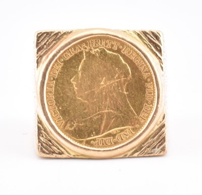 Lot 68 - VICTORIAN HALF SOVEREIGN COIN MOUNTED IN 9CT GOLD RING
