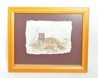 Lot 316 - SHIELA COOPER - LIMITED EDITION PRINT OF LEOPARD W/ CUBS