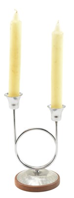 Lot 53 - LUTHJE - MID CENTURY TEAK AND METAL DANISH CANDLESTICK