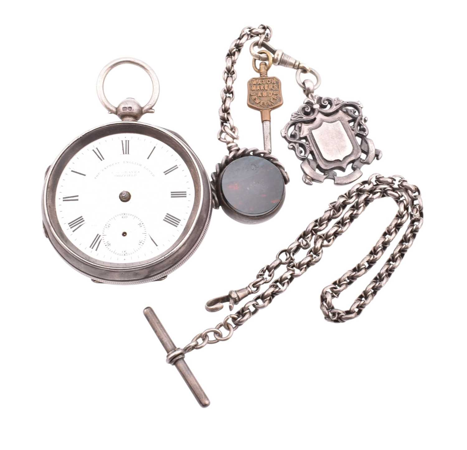 Lot 248 - VICTORIAN HALLMARKED SILVER POCKET WATCH AF WITH FOB & MEDALLION