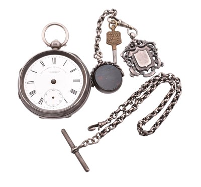 Lot 248 - VICTORIAN HALLMARKED SILVER POCKET WATCH AF WITH FOB & MEDALLION