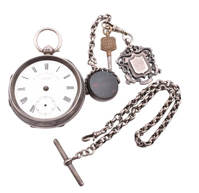 Lot 248 - VICTORIAN HALLMARKED SILVER POCKET WATCH AF WITH FOB & MEDALLION