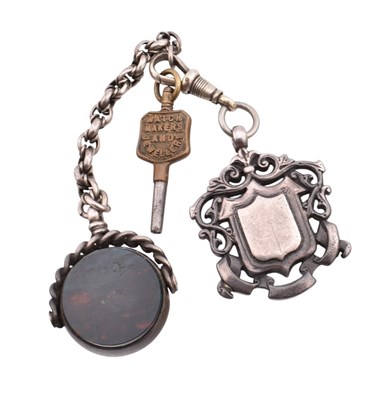 Lot 248 - VICTORIAN HALLMARKED SILVER POCKET WATCH AF WITH FOB & MEDALLION