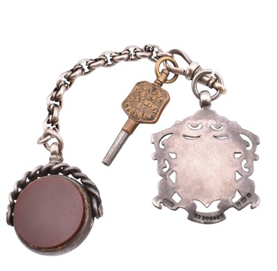 Lot 248 - VICTORIAN HALLMARKED SILVER POCKET WATCH AF WITH FOB & MEDALLION
